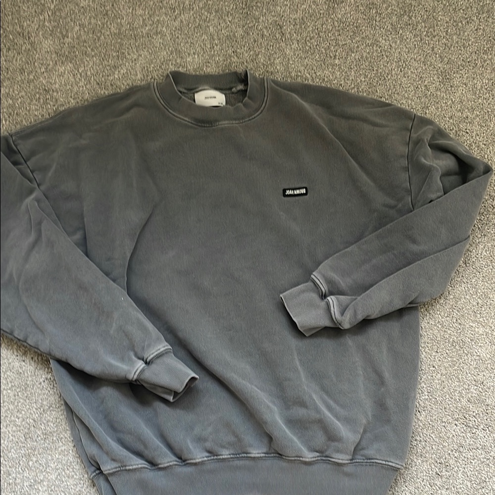 Joah Brown Gray Oversized Crew Neck Sweater